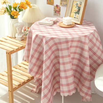 Plaid Table Cloth Japanese Fresh Checkered Tablecloth