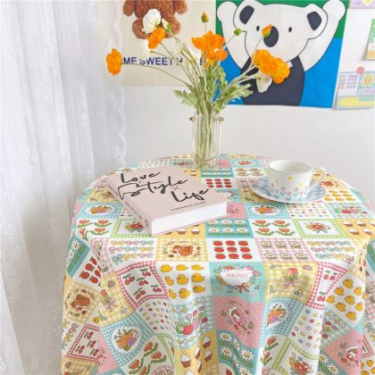 Korean Style Flower Print Table Cloth Coffee