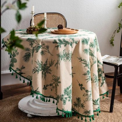 Green Leaf Gerring Cotton Linen Tablecloths