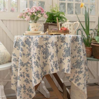 Korean Ins Floral Tablecloths Retro Cotton Linen